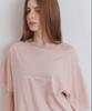Seuteulaipeumagalin Lettering Pigment Off-Shoulder Vintage T-Shirt Pink
