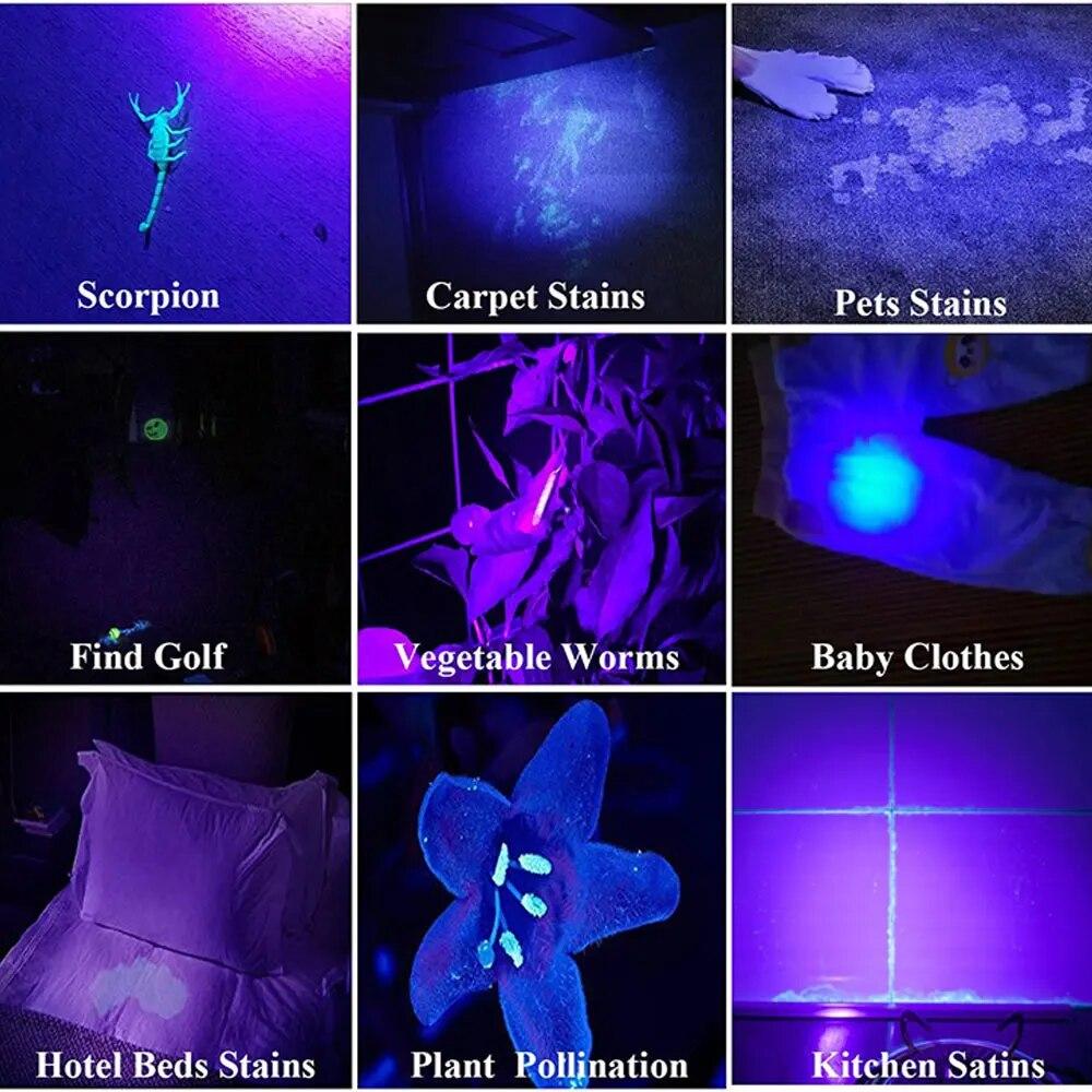 Ultrafialové 100LED 51LED 21LED 12LED 9LED UV světlo 395nm LED UV vodotěsná svítilna Svítilna Světlo pro bezpečnostní detekci