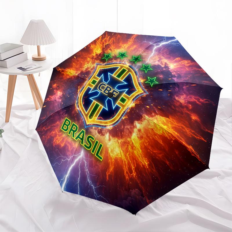 Brazil pattern, automatic folding umbrella, portable and foldable design, 8 ribs, a Christmas or birthday gift.