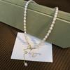 New Arrival Elegant Butterfly Pendant Natural Freshwater Pearl 14K Gold Filled Lady Necklace  Short Chain No Fade