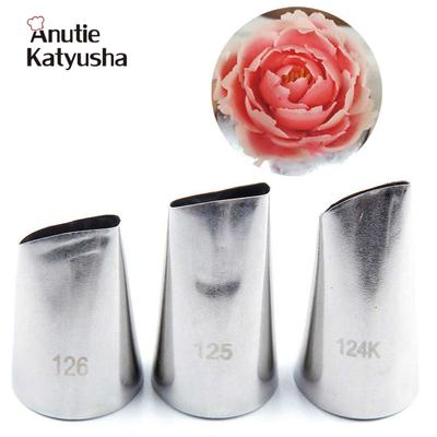 3-teiliges Gebäck-Back-Set, Edelstahl-Piping-Icing-Düsen, Kuchen-Dekorationsspitzen-Sets, Rosenblütenblatt-Creme-Dekorationswerkzeuge