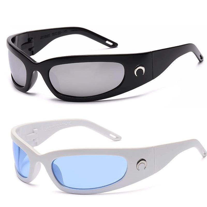 1/2pcs Trendy Designed Moon Rectangular Sunglasses Women Men Outdoor Cycling Sports Sunglass Vintage Hip Hop Punk Sun Glasses