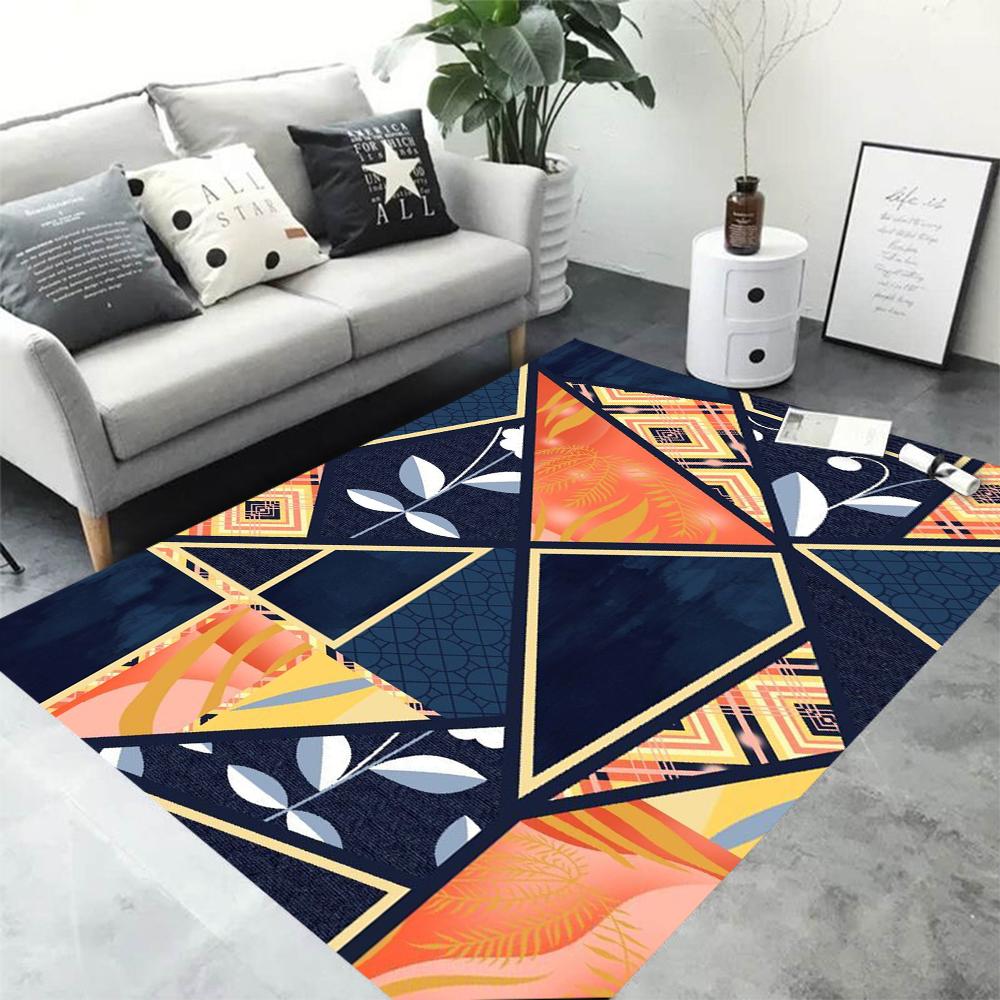 3D Retro Geometric Pattern Living Room Carpet Modern Decoration Bedroom Soft Non-slip Carpet Large Area Sofa Side Rug