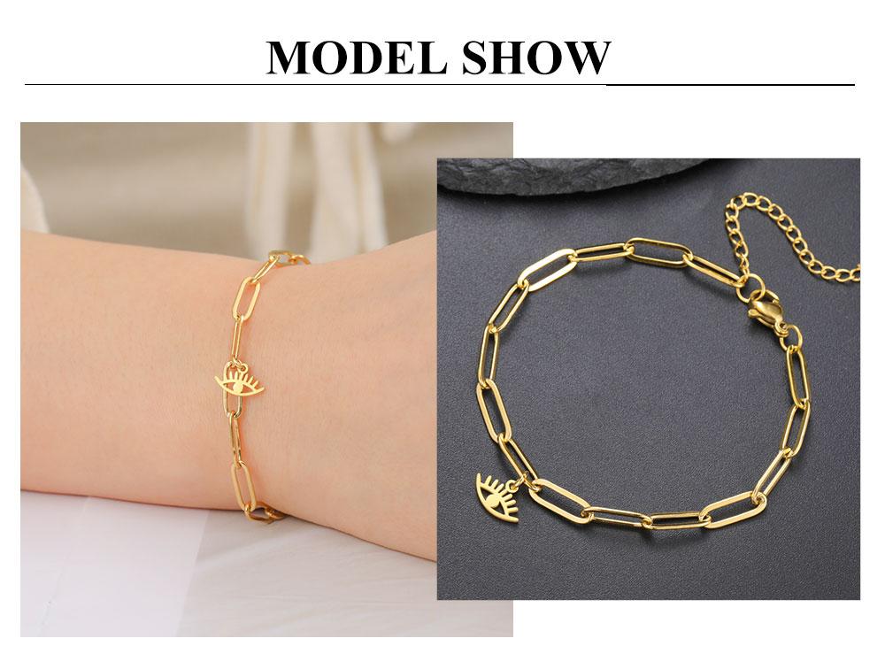 Cazador Lucky Turkish Evil Eye Paperclip Chain Bracelets for Women Stainless Steel Bracelet Gifts Vintage Jewelry 2026 Wholesale