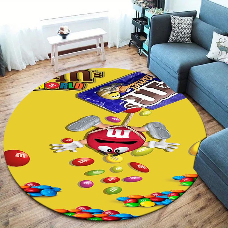 M&M's Round Area Rug,Carpet Rug for Living Room Bedroom Sofa Playroom Decor,Non-slip Floor Mat