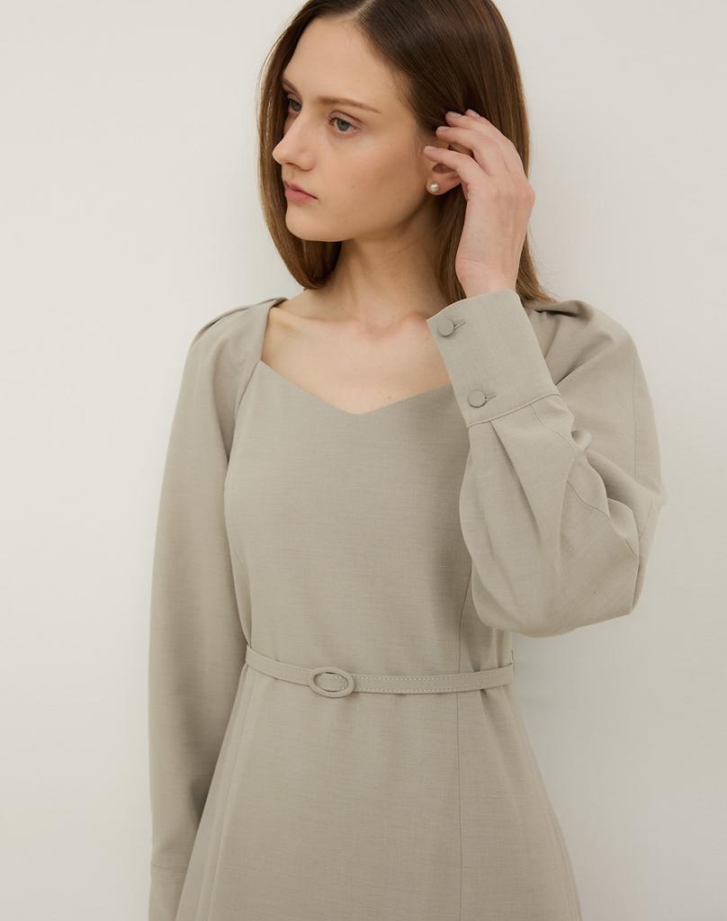 GIEMAR Squareneck H Line Dress (Belt Set) 2Colors Square Neck H-Line Dress Belt Set Two Colors