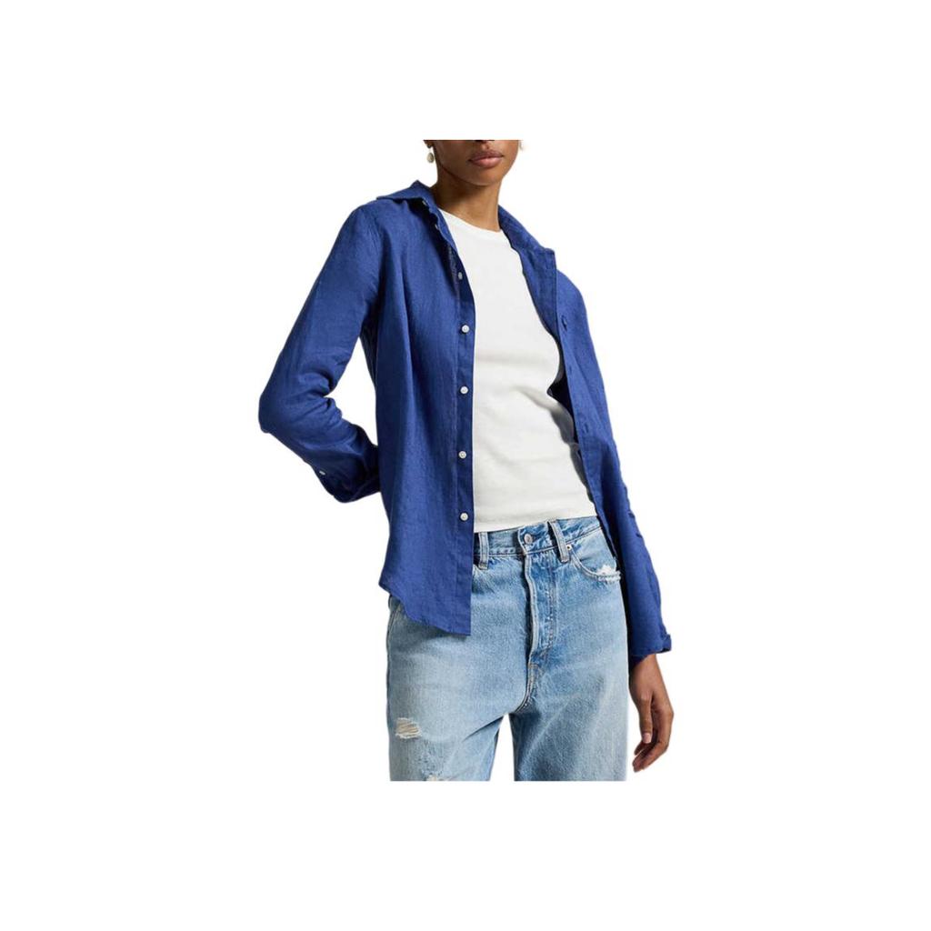 Polo Ralph Lauren FW25 Classic Fit Linen Shirt Women shirts Sapphire-Blue WMPOSHTNDO20926-400