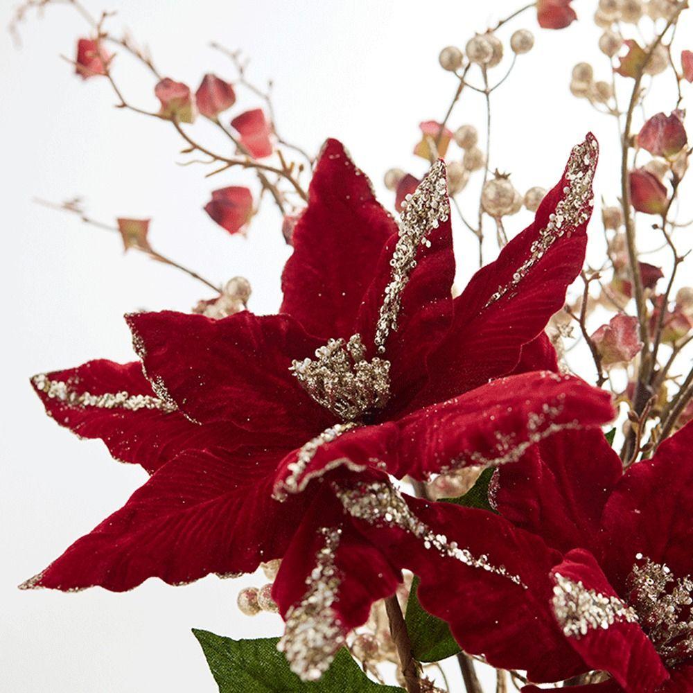 33cm Simulated Christmas Flower Handmade Christmas Tree Decorations New Year Gift