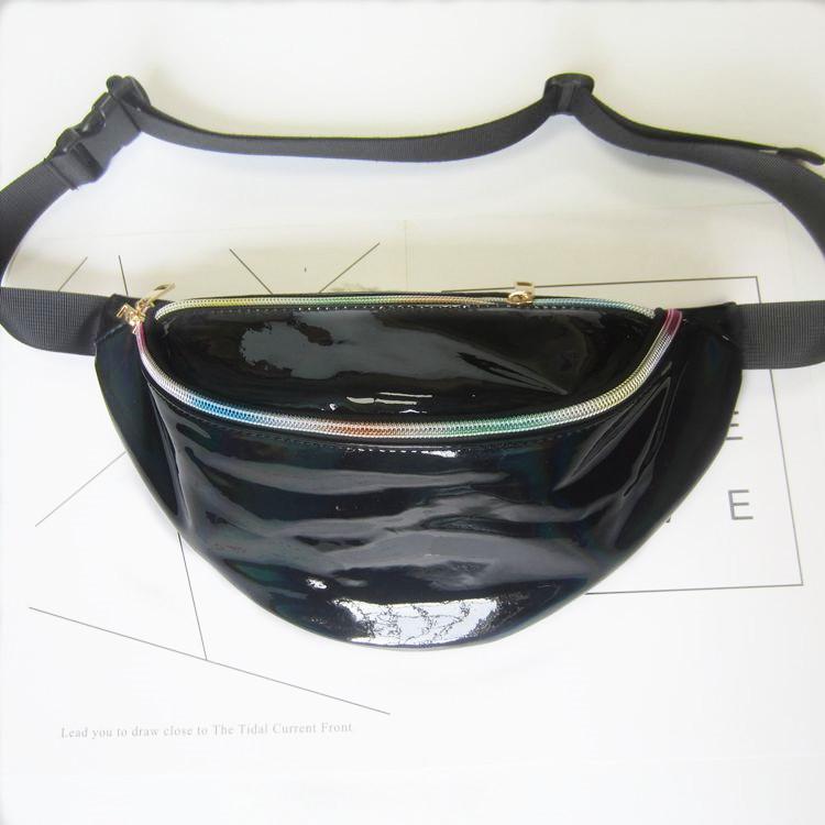 

Iridescent Women s Neon Reflective PVC Fanny Pack - Trendy Outdoor Sports Crossbody Bag