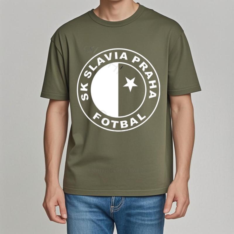 Herren Baumwoll T-Shirt Sommer Marken T-Shirt SK Slavia Praha T-Shirt Tschechische Republik Prag Druck T-Shirt Unisex T-Shirt Lockerer Stil
