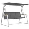 Altalena da Giardino a 3 Posti con Tettoia Inclinabile Regolabile Materasso Incluso dim. 205L x 130W x 175H cm Grigio Scuro