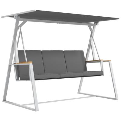 3-Seater Garden Swing with Adjustable Tilt Canopy Mattress Included Dim. 205L X 130W X 175H Cm Dark Gray