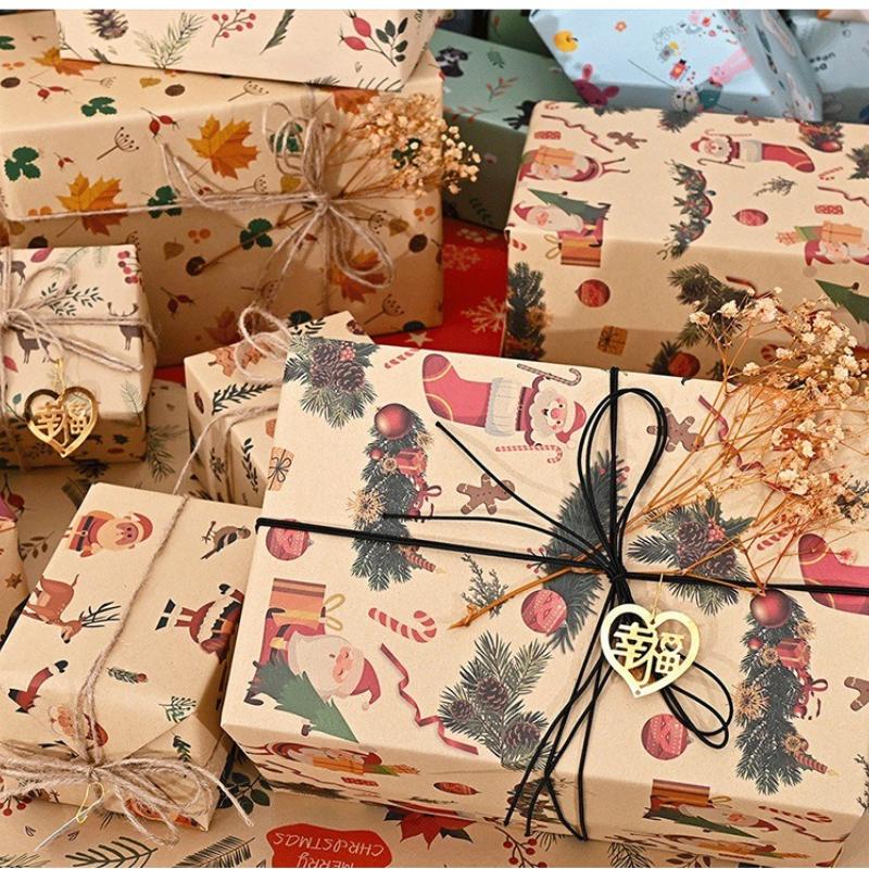 10pcs, Christmas Wrapping Paper Roll-74*50cm-Perfect for Holiday Gifts,Party Decorations,Festive Packaging,Christmas Decorations