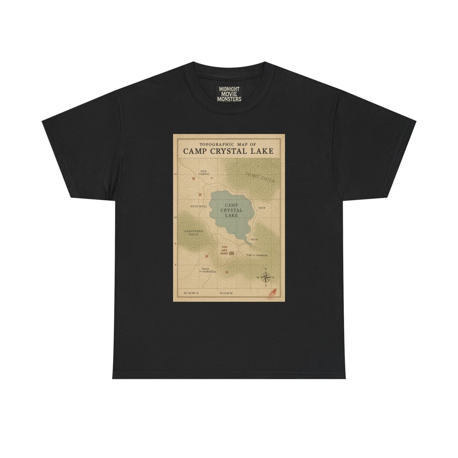 

Topographic Map Of Camp Crystal Lake T-Shirt Unisex Heavy Cotton Friday The 13th XXXXL