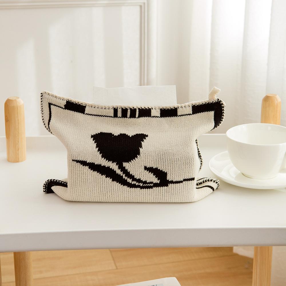 Nordic Knitting Tissue Box Modern American Living Room Hotel Table Tissue Box Car Tissue Holder Decorative Organizer Tissue Bag