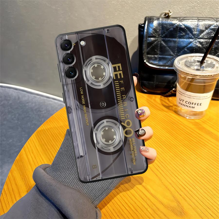 Retro Cassette Tape Case for Samsung Galaxy A41 A24 A55 A26 A72 A36 A23 A53 A32 A22 A52 A51 A73 A35 A25 A71 Black Soft Phone