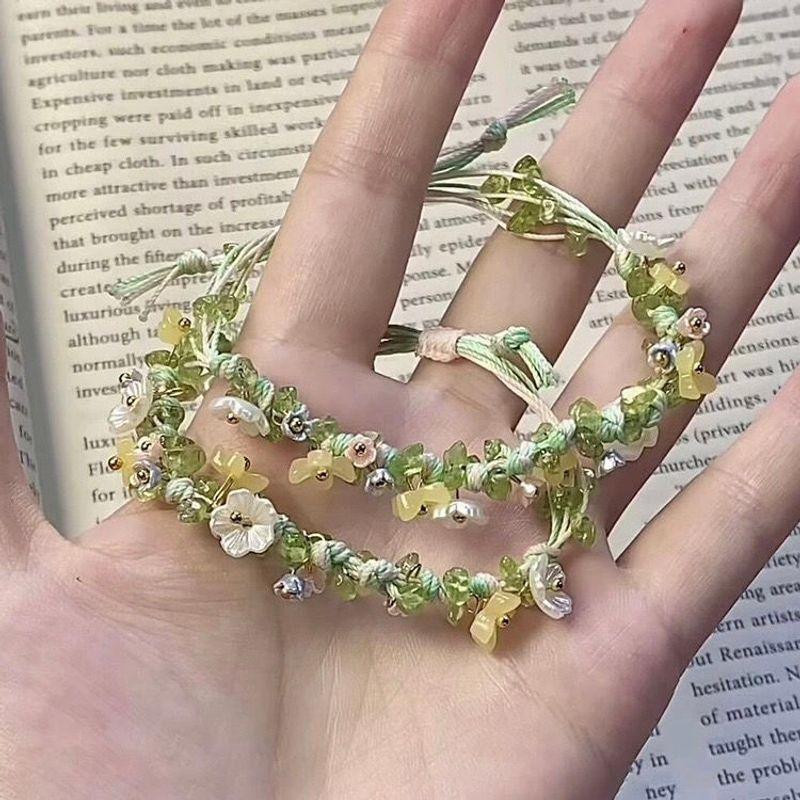 

Маленькая ромашка Новый китайский оливково-зеленый мелкие цветы, зеленый плетеный браслет милая мода на все случаи жизни натуральный камень ремешок для переноски Little Daisy [Two]]