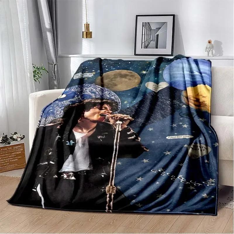 Custom Pop Music Michael J-Jackson Printed Flannel Blanket , Warm Soft Cozy Blanket Flannel Livingroom Home Decor Birthday Gi