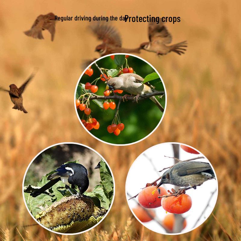 Solar Daytime Bird Repeller with Timed Sound and Light for Orchards, Fish Ponds, and Paddy Fields
