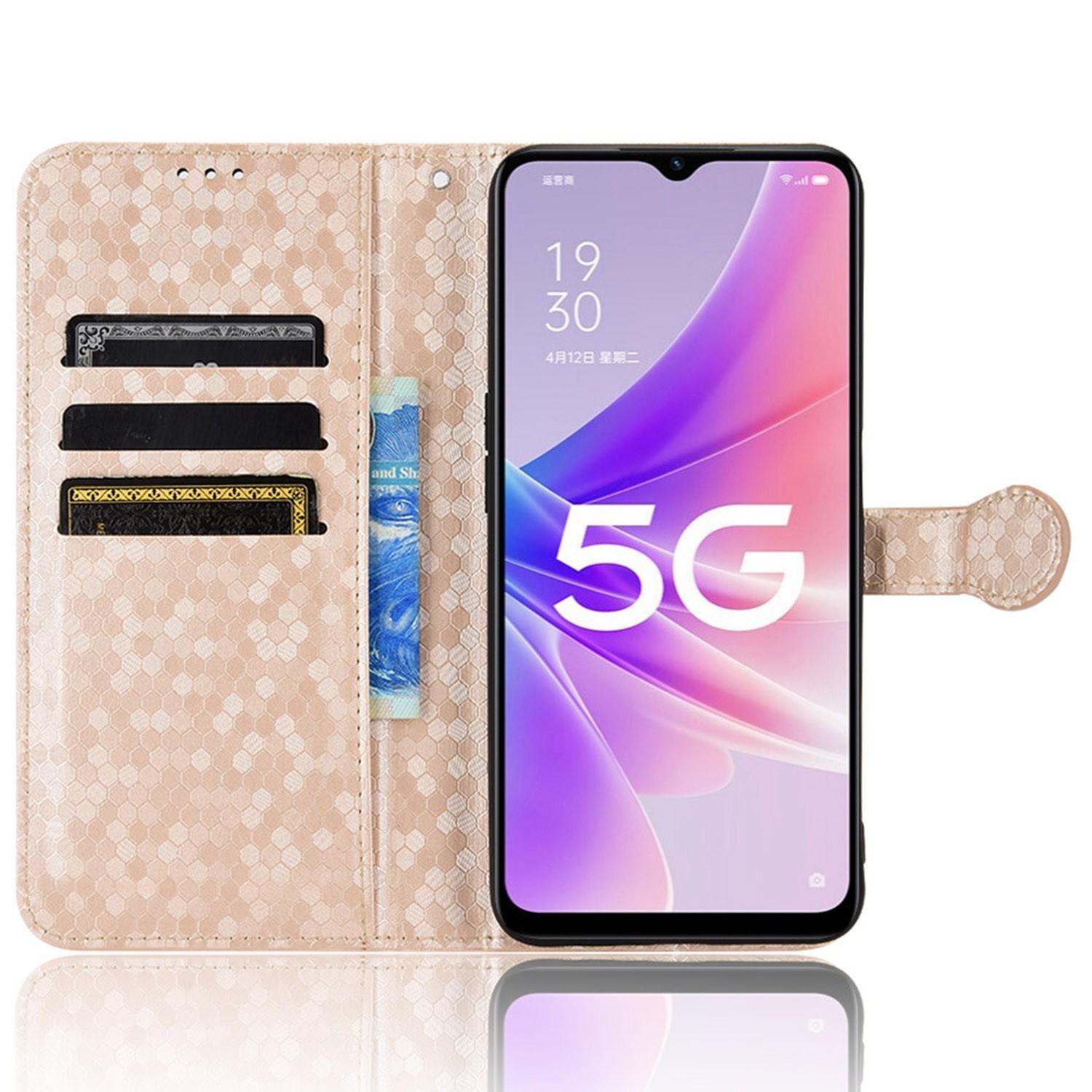 

For Realme Narzo 50 5G/V23 5G/Oppo A57 (2022) 5G/A77 5G/OnePlus Nord N300 5G Cell Phone Shell Bag Imprinted Dot Pattern Wallet Stand Folio Phone Case Rose Gold