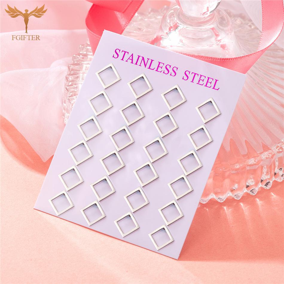 12 Paare Einfache Geometrische Ohrringe Großhandel Rund Quadratisch Stern Blitz 8 Stil Edelstahl Stecker Ohrringe Set Frau Zirkon