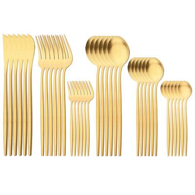 36Pcs Gold Dinnerware Stainless Steel Tableware Western Cutlery Set Knives Cake Fork Tea Spoon Flatware Kitchen Silverware