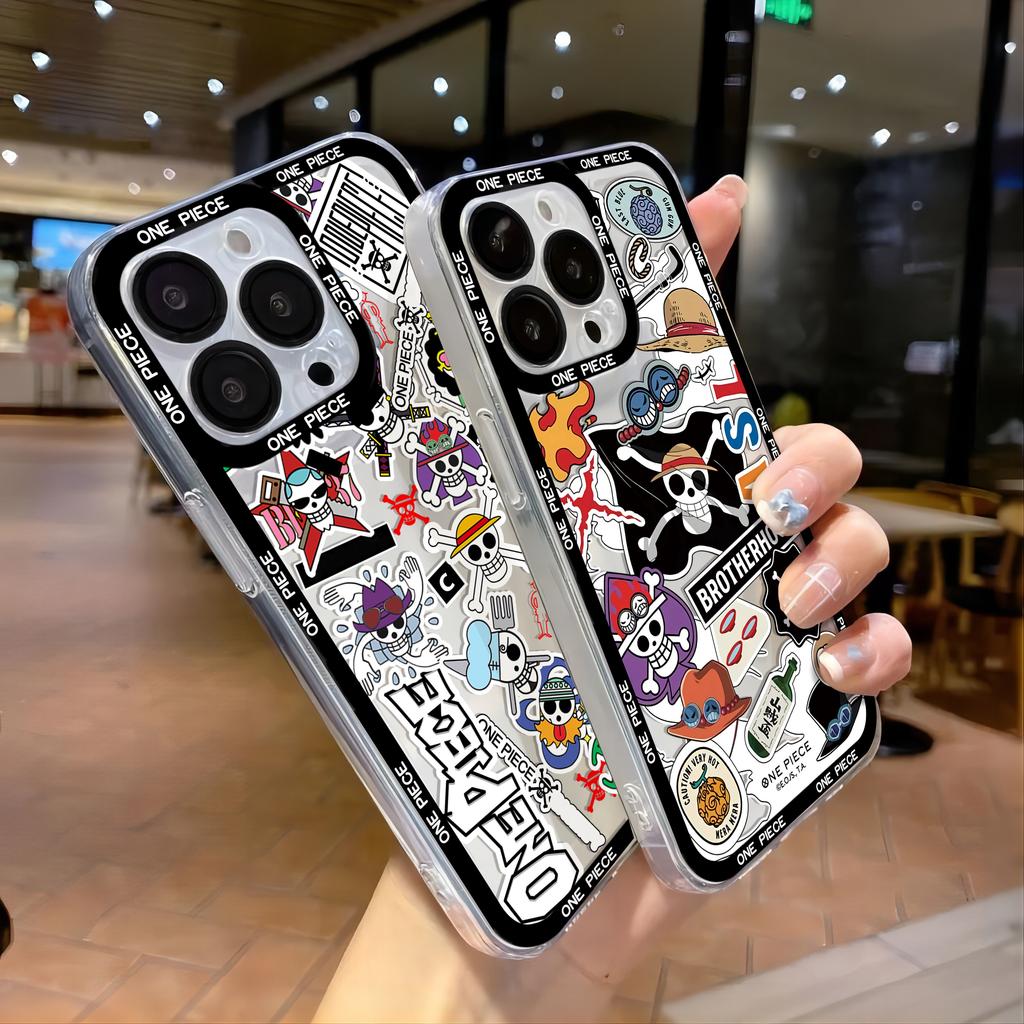 Japanese Anime L-Luffys LOGO Case For iPhone 16 15 14 13 12 11 Mini Pro Max X XR XSMax 7 8 Plus SE20 Ones Pieces Clear Cover