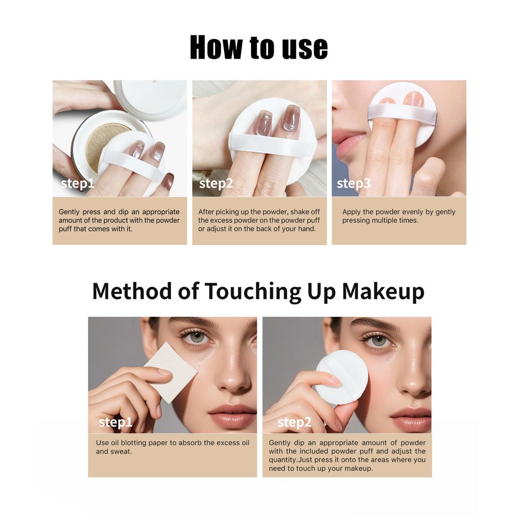 5 Color Luxury Powder for Women Face Foundation Pearlescent Powder Bottle Loose Powder Authentic Oil-Control Beauty Make Up Art Tools