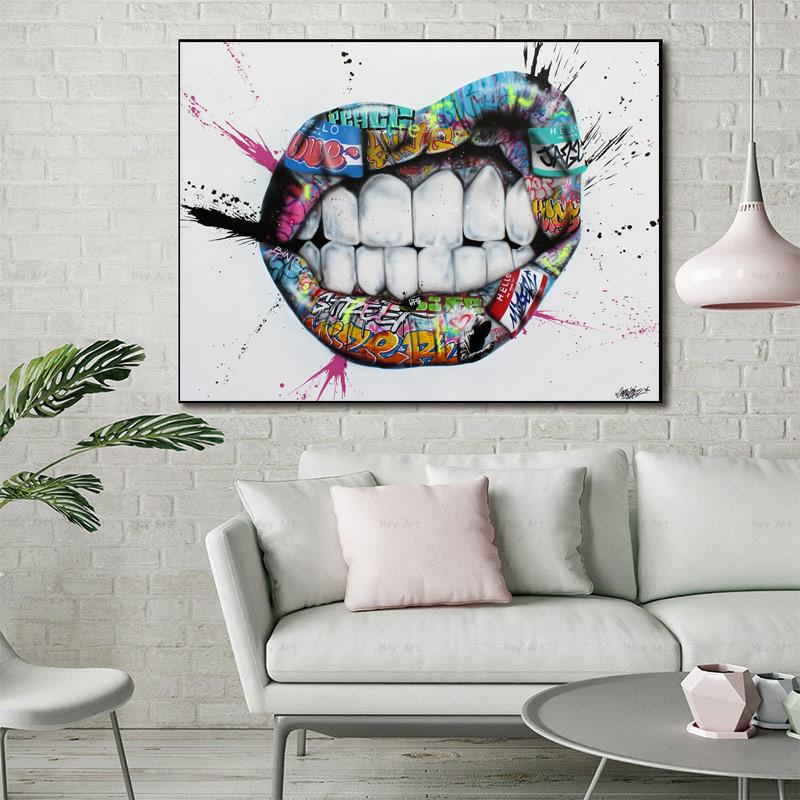 

RELIABLL ART граффити искусство холст картины зубы губы фотографии домашние настенные постеры и принты для украшения гостиной без рамки