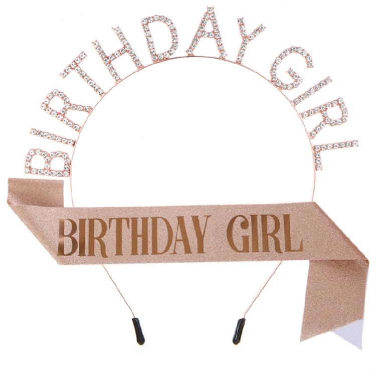 Sparkly Tiaras Birthday Girl Headband Sash Set Sparkling Tiaras Hair Hoop