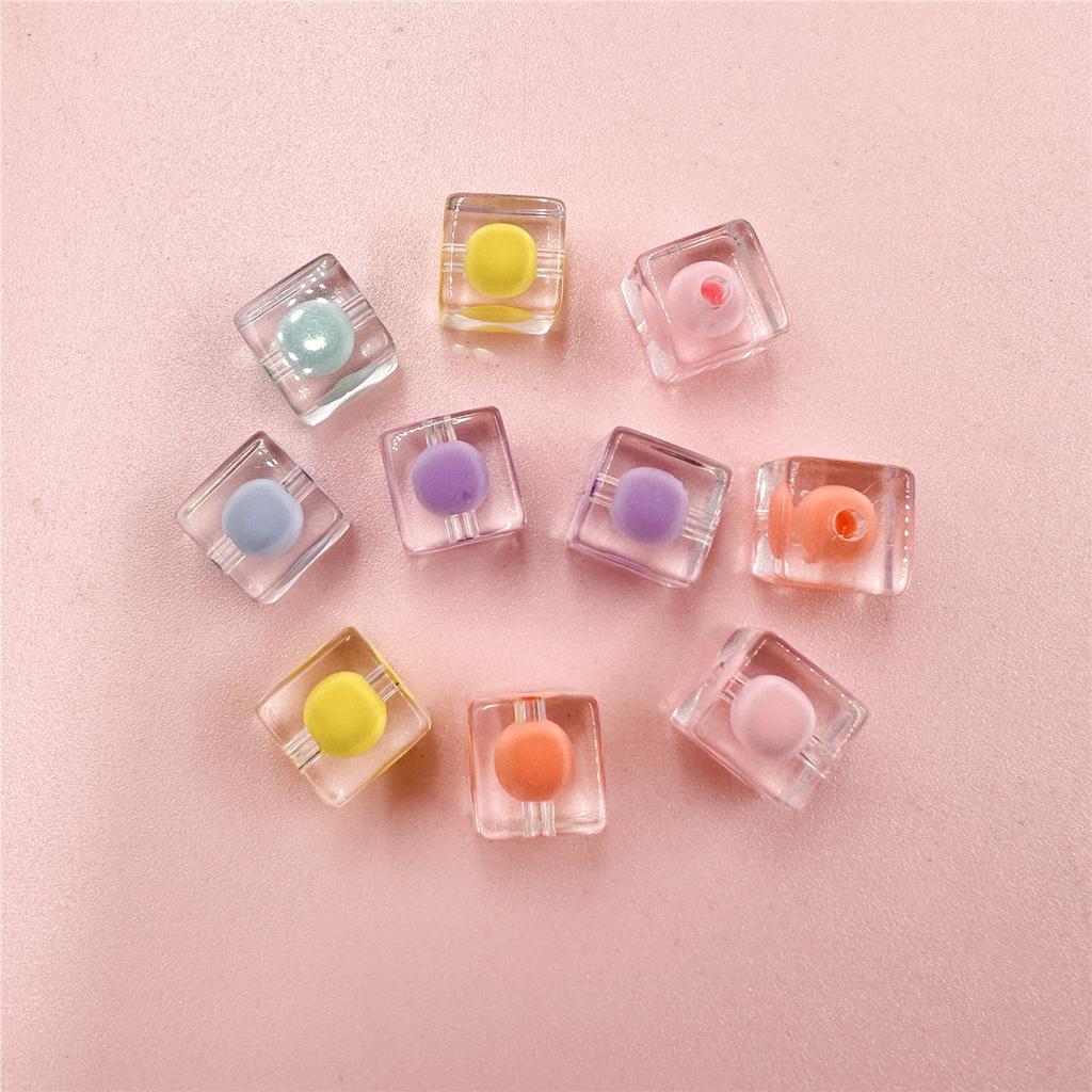 Bracelet Transparent Fashion DIY Jewelry Accessories Keychain 10Pcs Square Beads Making Material Bright Face Sandwich Acrylic 10mm  Accessories