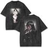 Albedo Overlord Men's Anime Gothic Y2K Washed Loose Summer Short Sleeve Harajuku Style T-Shirt