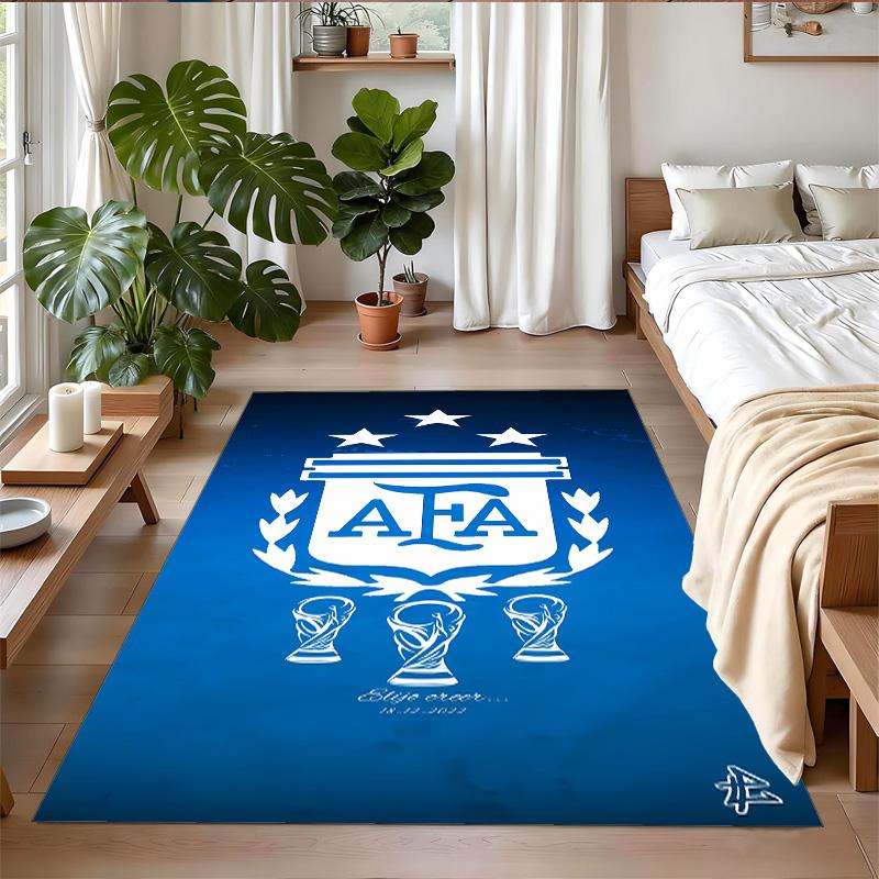 Anti‑Slip Crystal Velvet Floor Rug, Argentina National Team Design Carpet for Indoor Living Bedroom Home Decoration