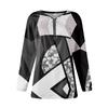 Women's Fashion Casual Zipper V- Neck Irregular Striped Geometric Print Long Sleeve Jacket