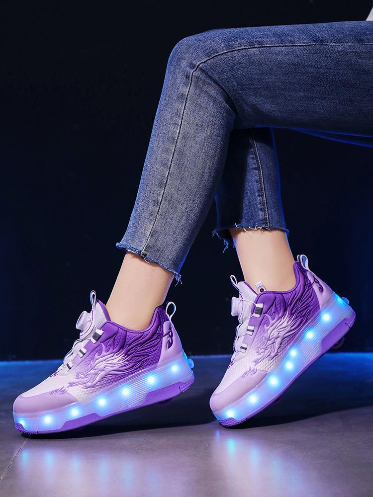 Original head manufacturer four-wheel runaway shoes for boys, students, pulleys with brakes, flight shoes, fashion hidden skates for girls