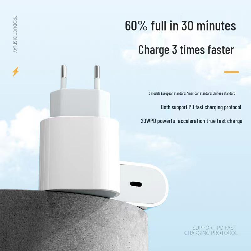 PD20W European Fast Charger for iPhone 13/17 & Tablets - 20W CE Certified.