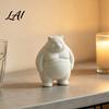 Minimalist Animal Figure for Bookshelf Chubby Bear Figurine 3D Printed DIY Paintable Fat Handmade Art Gift Friends Statue Cute Desktop Ornament,