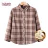 YUZHAOLIN Women's Plaid 100% Cotton Long-Sleeve Shirt