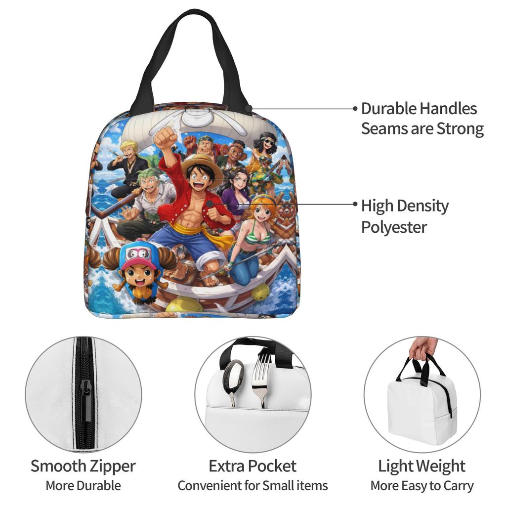Custom One Pieces Insulated Lunch Bags for Camping Travel Manga Portable Thermal Cooler Lunch Box Unisex