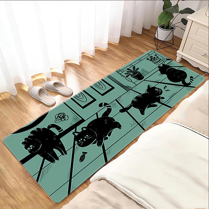 Cute Cat Cartoon Carpet Mat Rug - Kawaii Kitten Pattern Home Decoration for Bedroom Living Room Non-Slip Floor Mat Bedroom Decor