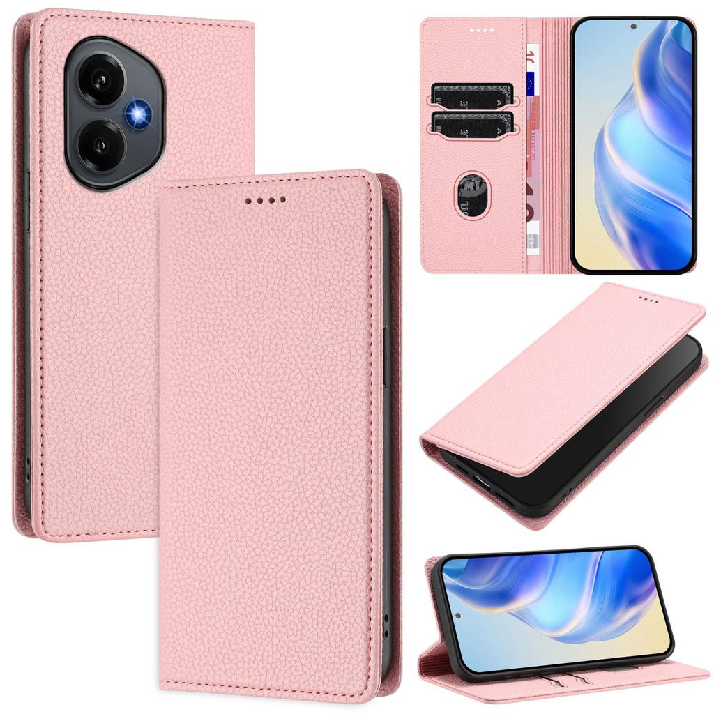 Para Honor 400 5G (Global) Funda Billetera con Bloqueo RFID Cuero con Textura Lichi Cubierta Móvil