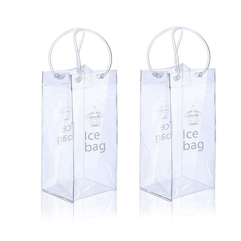 

Classy-2 Piece Ice Wine Bag Portable Collapsible Clear Wine Pouch Cooler For Party,Outdoor,Champagne,Cold Beer прозорий