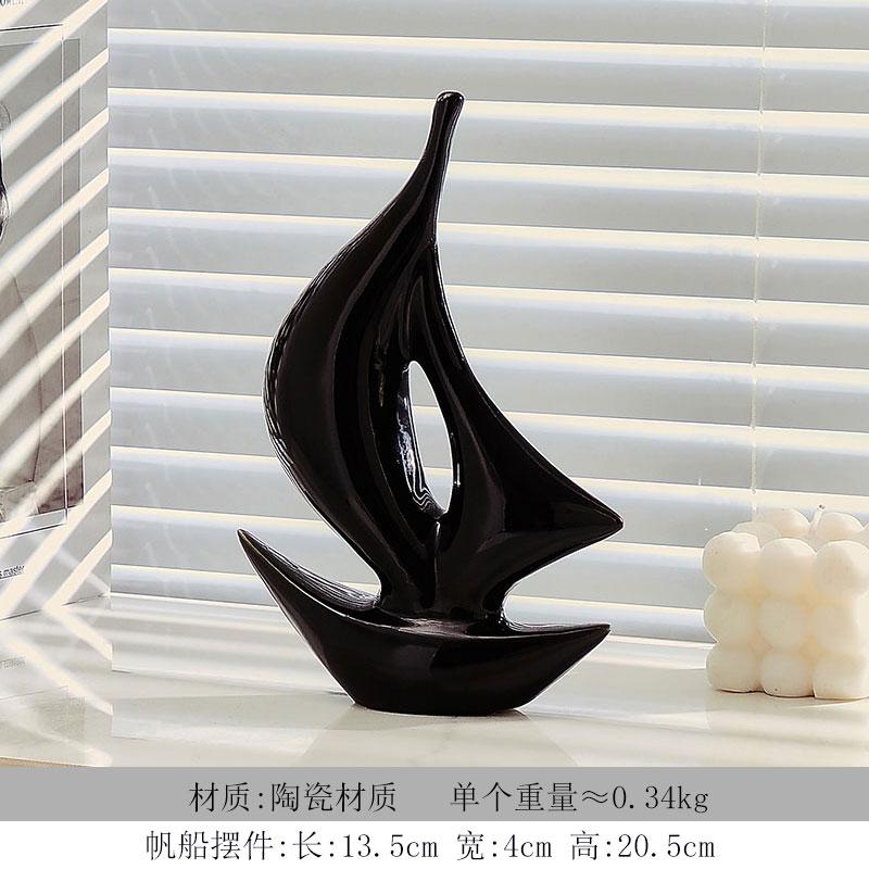 Home Ceramic Sailing Ornaments Luxury Living Room Wine Cabinet TV Cabinet Office Decoration Ceramic Crafts Housewarming Gift