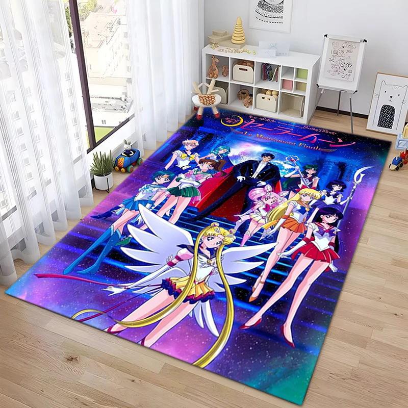 Cute Cartoon Theme Sailor Moon Tsukino Usagi Cartoon Rug Multifunctional Household Anti-slip Decorative Door Mat, Outdoor Floor Mat, and Carpet Y7