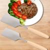 Stainless Steel Square Head Steak Cooking Spatula Wood Handle Pizza Shovel Pancake Beef Scraper Bbq Utensils For Kitchen CDN