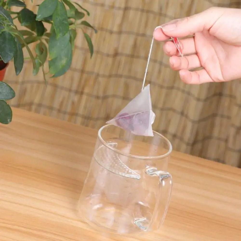 100Pcs Portable Transparent Disposable Transparent Teabags with String Nylon Empty Tea Bags Heat-sealable Filter Bag