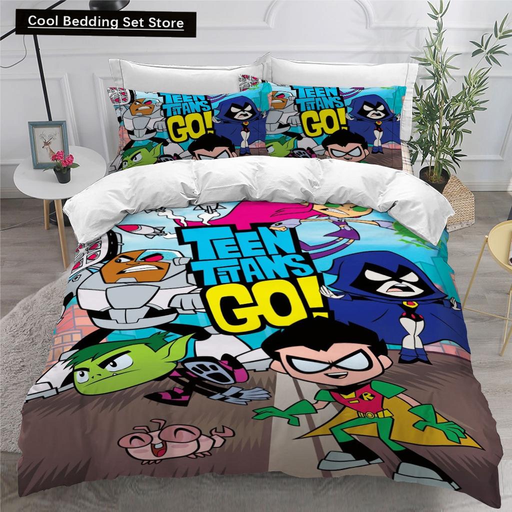 Teen Titans Go Povlečení Jednolůžko Twin Full Queen King Velikost Anime Sada Povlečení Aldult Dětský Pokoj Povlaky na Peřinu Sada 3D Tisk 014