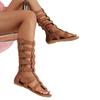 Fashion Fashion Buckle Decor Gladiator Shoes Plus Size Cross Band Flat Sandals for Women 2025 Summer Clip On Mid-Calf Sandals Woman