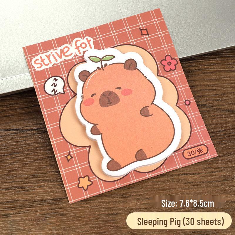 Creative Capybara Cartoon Sticky Notes - Cute & High-Value Adhesive Notes for Students to Remember Things.