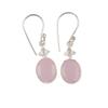Rose Chalcedony Gemstone 925 Stamped Silver Jewelry Handmade Hook Earrings 1.30" EE-6-13